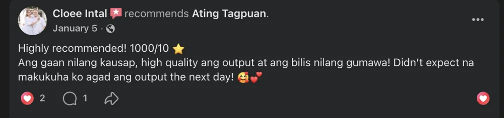 Facebook recommendation from Cloee Intal