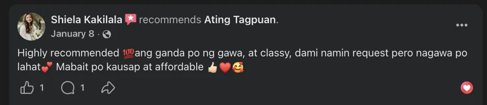 Facebook recommendation from Shiela Kakilala